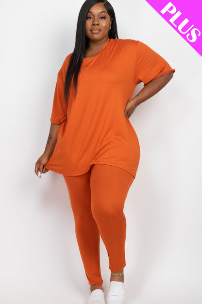 Plus Size Oversized T-shirt & Leggings Set - Capella Apparel