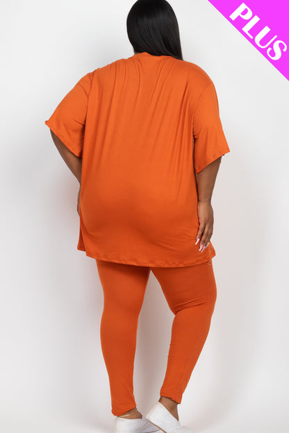 Plus Size Oversized T-shirt & Leggings Set - Capella Apparel