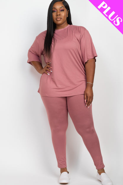 Plus Size Oversized T-shirt & Leggings Set - Capella Apparel