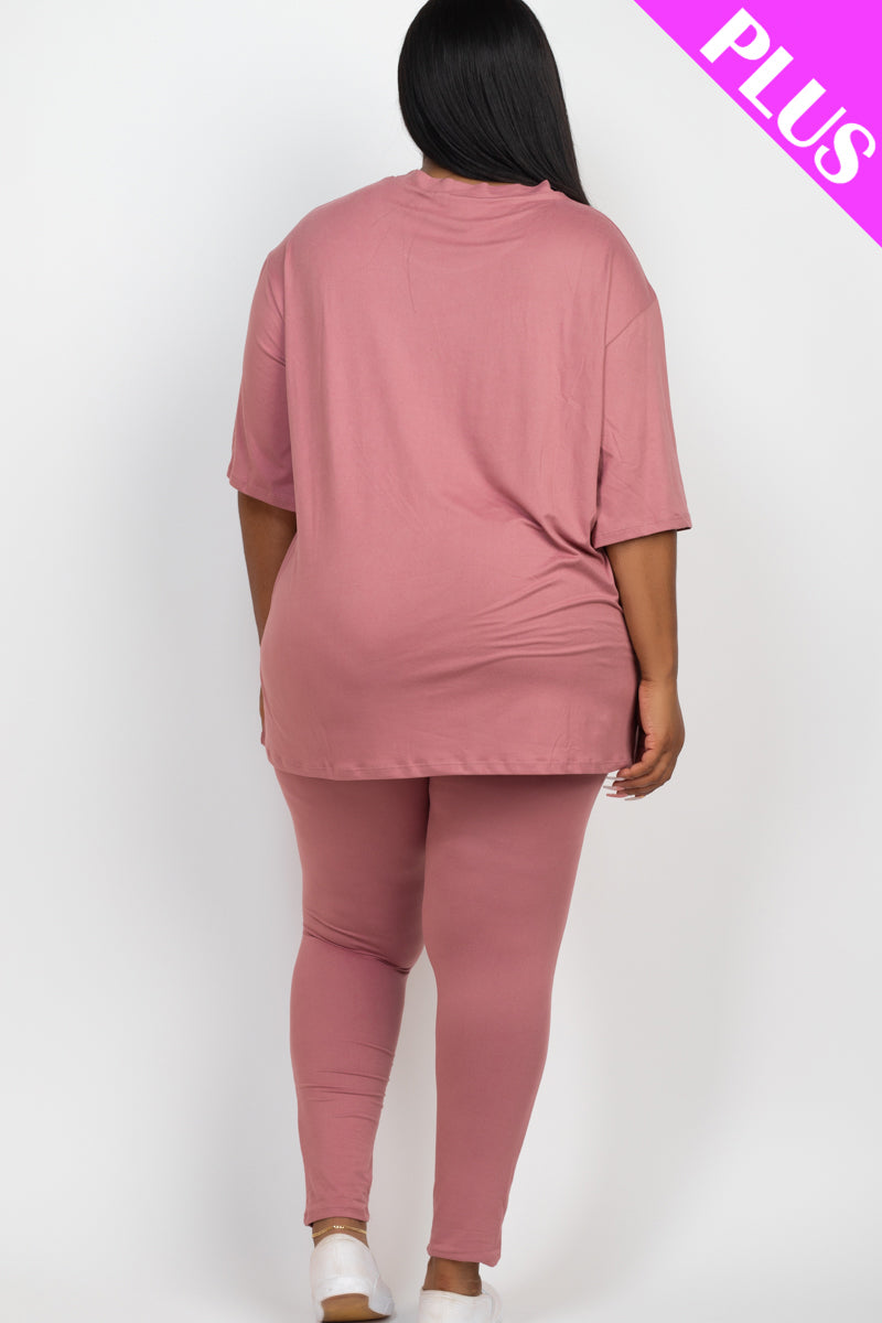 Plus Size Oversized T-shirt & Leggings Set - Capella Apparel