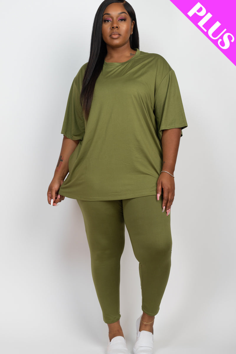 Plus Size Oversized T-shirt & Leggings Set - Capella Apparel