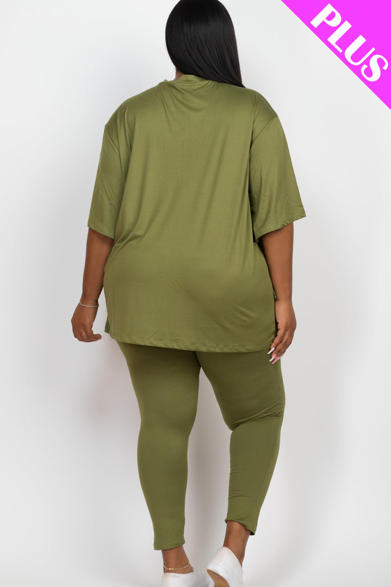 Plus Size Oversized T-shirt & Leggings Set - Capella Apparel