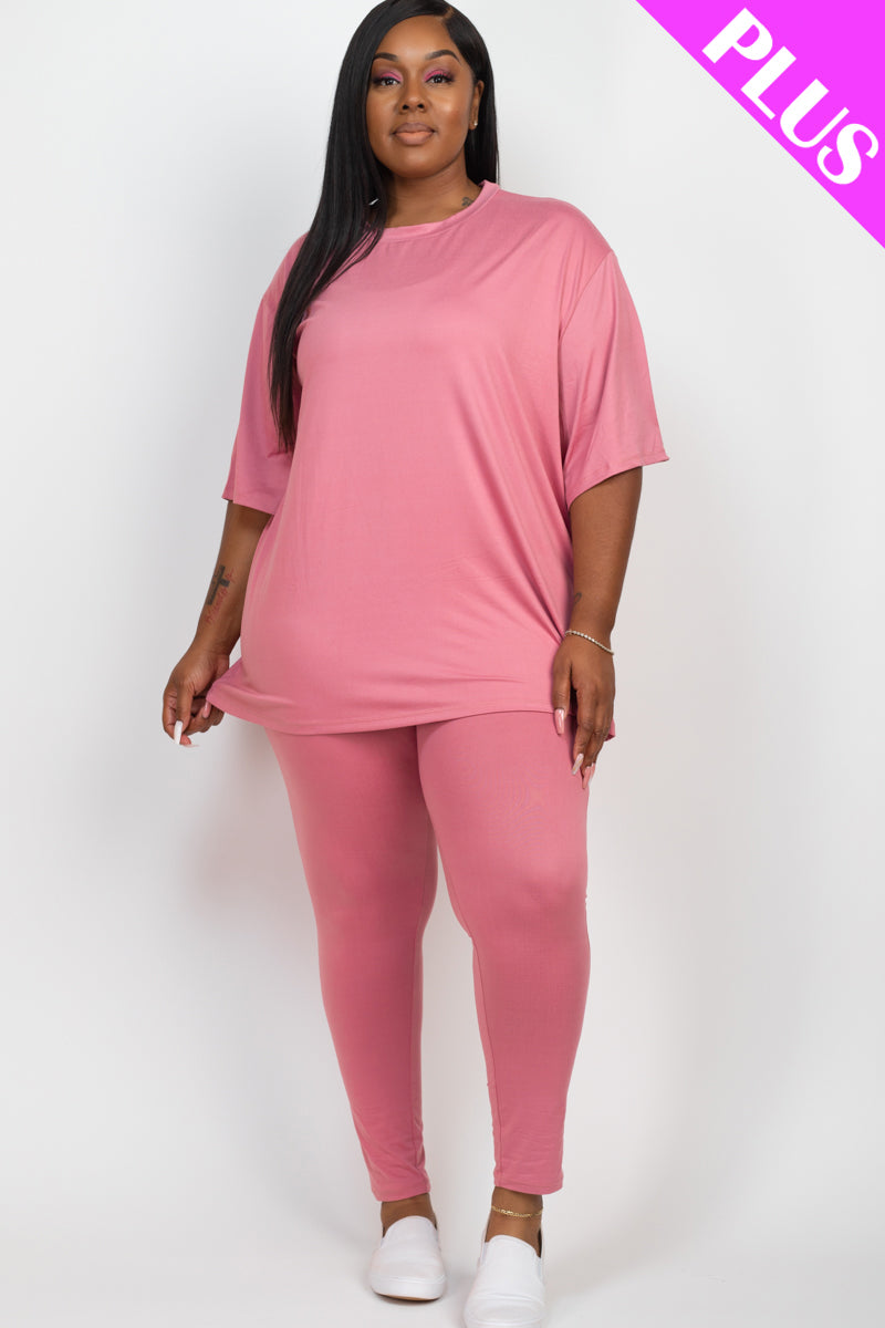 Plus Size Oversized T-shirt & Leggings Set - Capella Apparel