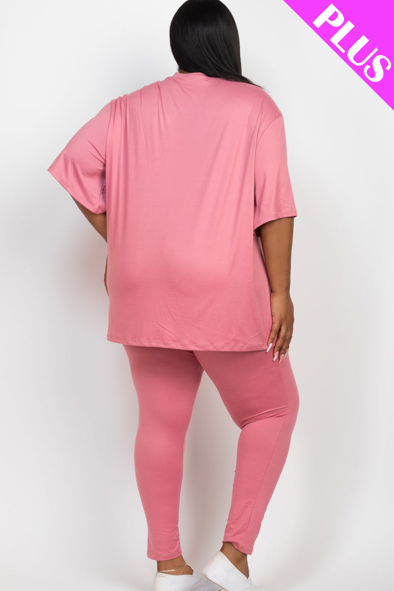 Plus Size Oversized T-shirt & Leggings Set - Capella Apparel