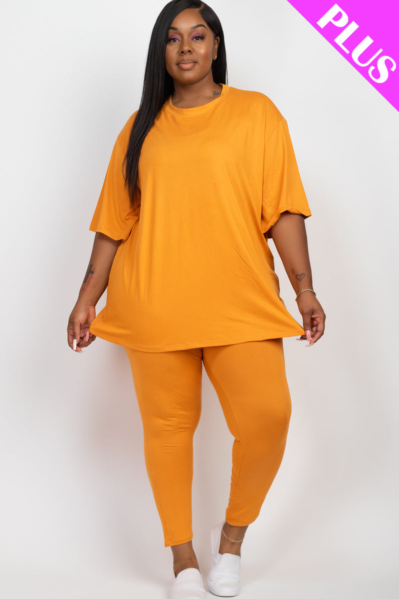 Plus Size Oversized T-shirt & Leggings Set - Capella Apparel