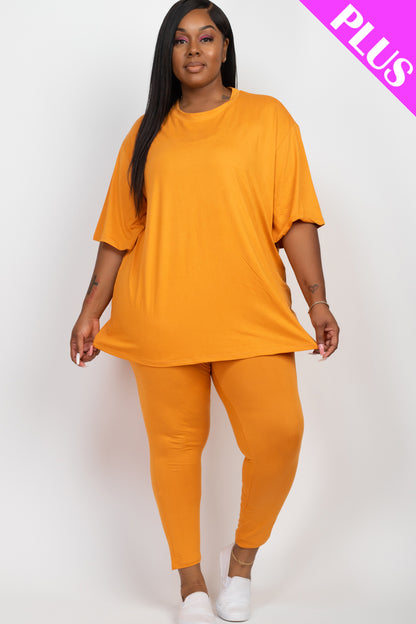 Plus Size Oversized T-shirt & Leggings Set - Capella Apparel