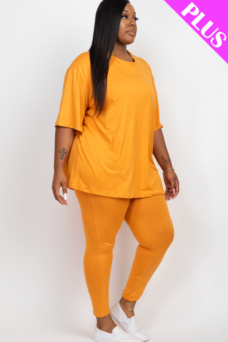 Plus Size Oversized T-shirt & Leggings Set - Capella Apparel