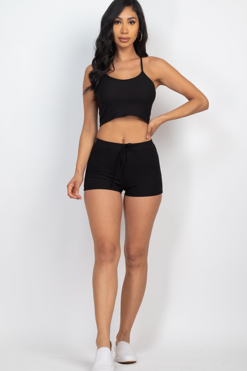 Ribbed Crop Cami Top & Shorts Set (CAPELLA) - Capella Apparel