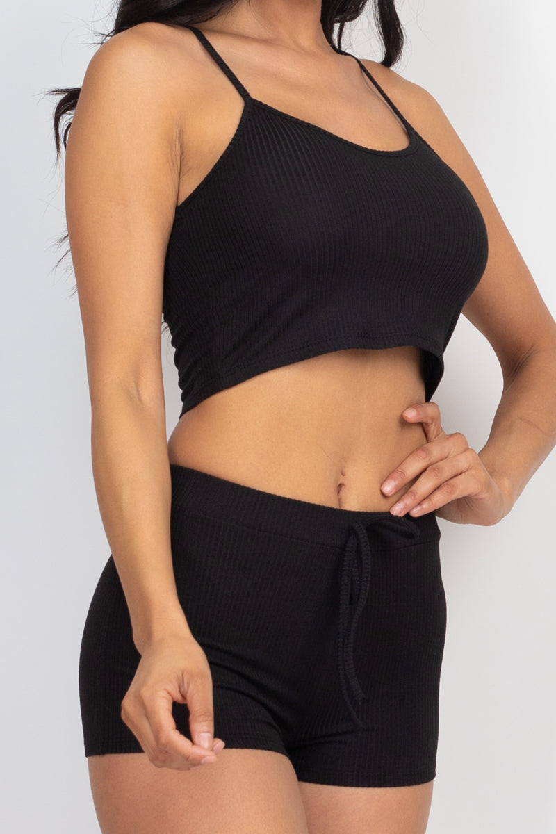 Ribbed Crop Cami Top & Shorts Set (CAPELLA) - Capella Apparel