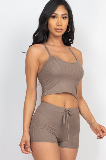 Ribbed Crop Cami Top & Shorts Set (CAPELLA) - Capella Apparel