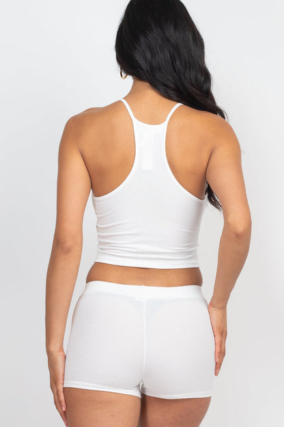 Ribbed Crop Cami Top & Shorts Set (CAPELLA) - Capella Apparel