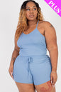 Plus Size Ribbed Crop Cami Top & Shorts Set - Capella Apparel