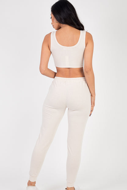 French Terry Cropped Tank Top & Joggers Set - Capella Apparel