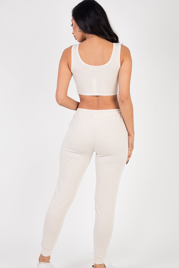 French Terry Cropped Tank Top & Joggers Set (CAPELLA) - Capella Apparel