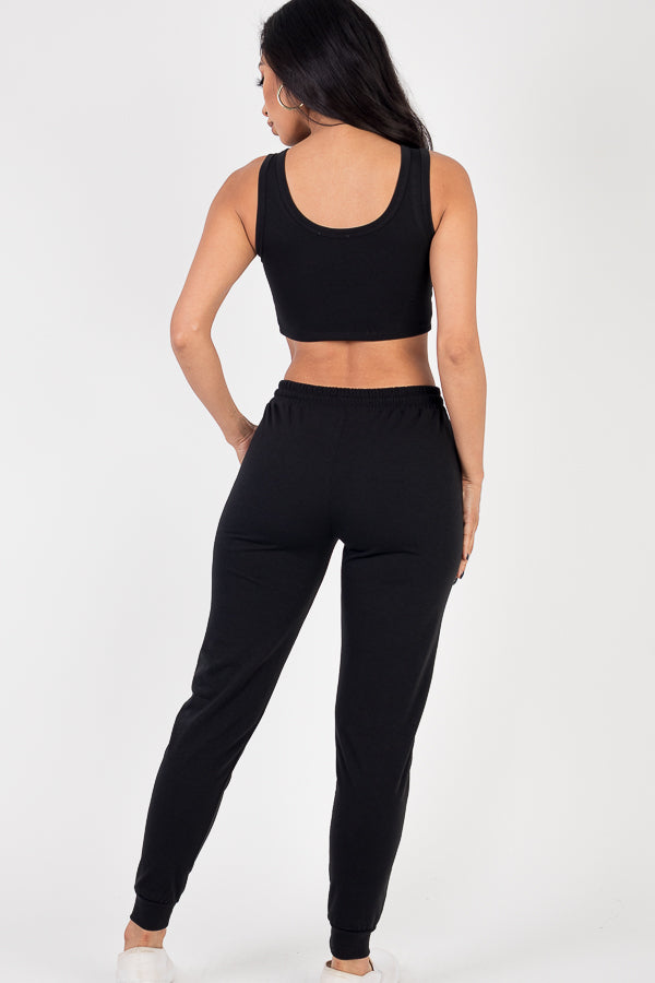 French Terry Cropped Tank Top & Joggers Set (CAPELLA) - Capella Apparel