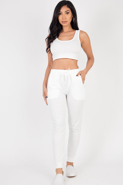 French Terry Cropped Tank Top & Joggers Set - Capella Apparel