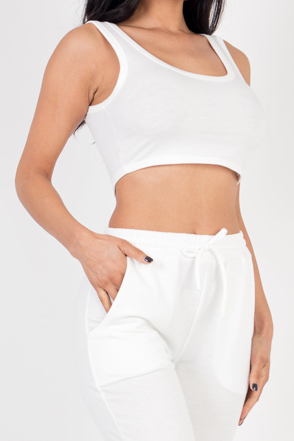 French Terry Cropped Tank Top & Joggers Set - Capella Apparel