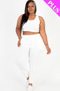 Plus Size French Terry Cropped Tank Top & Joggers Set (CAPELLA) - Capella Apparel