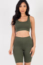 Solid Color Crop Tank Top & Biker Shorts Active Set - Capella Apparel