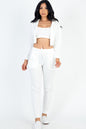 French Terry Cropped Cami with Zip-up Jacket and Joggers Set (CAPELLA) - Capella Apparel