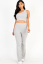 Ribbed One Shoulder Crop Top & Flared Pants Set - Capella Apparel