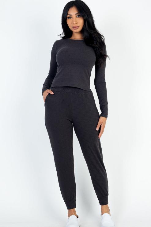 Ribbed Sweatshirt & Joggers Set - Capella Apparel