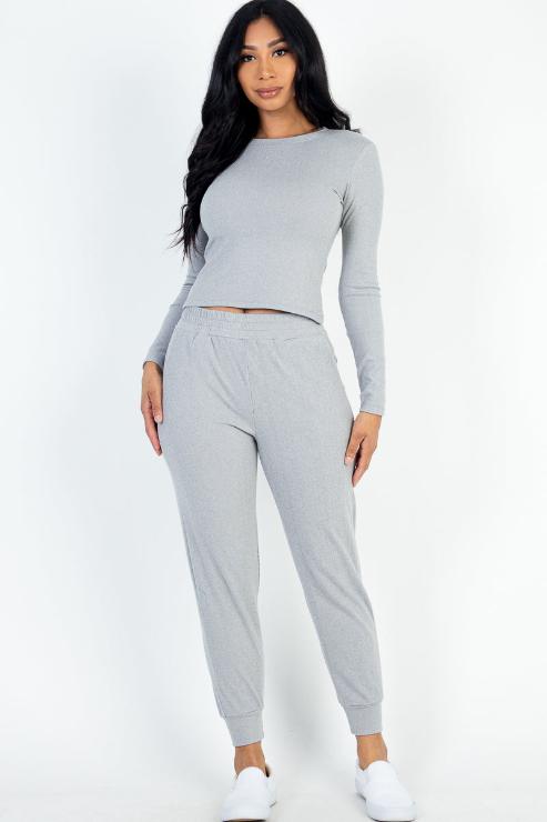 Ribbed Sweatshirt & Joggers Set - Capella Apparel