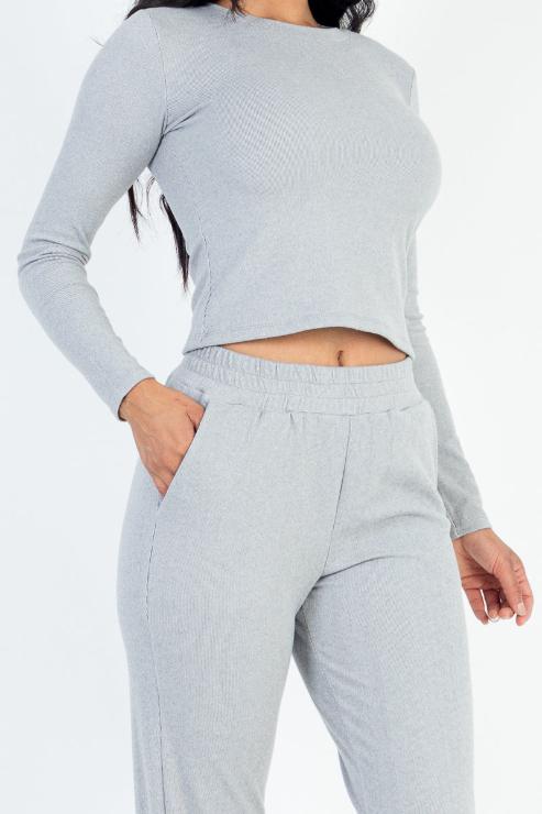 Ribbed Sweatshirt & Joggers Set - Capella Apparel