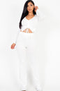 Ruched Drawstring Crop Shirt & Flare Pants Set - Capella Apparel