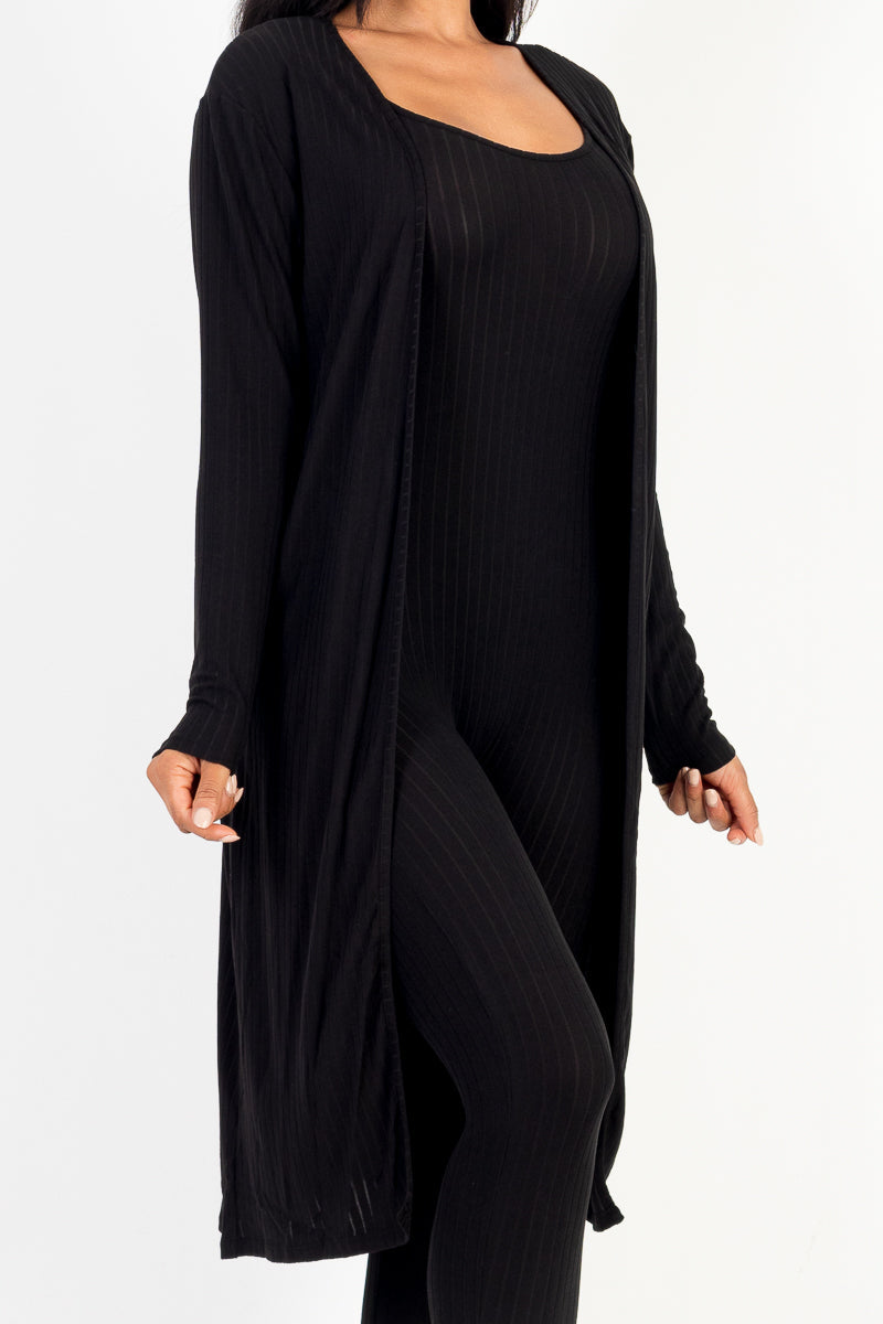 Ribbed Cardigan & Jumpsuit Set (CAPELLA) - Capella Apparel