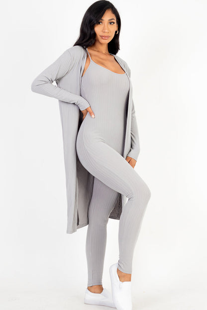 Ribbed Cardigan & Jumpsuit Set (CAPELLA) - Capella Apparel