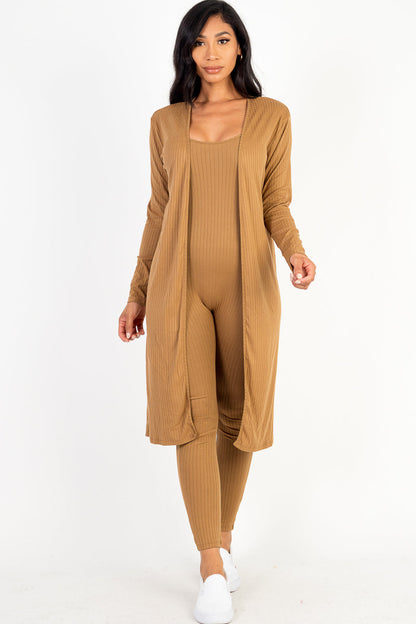 Ribbed Cardigan & Jumpsuit Set (CAPELLA) - Capella Apparel