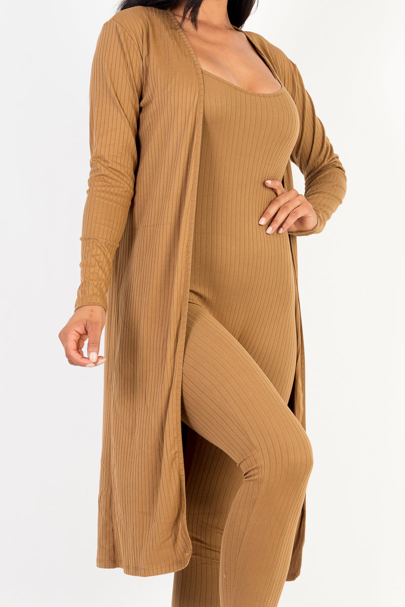 Ribbed Cardigan & Jumpsuit Set (CAPELLA) - Capella Apparel