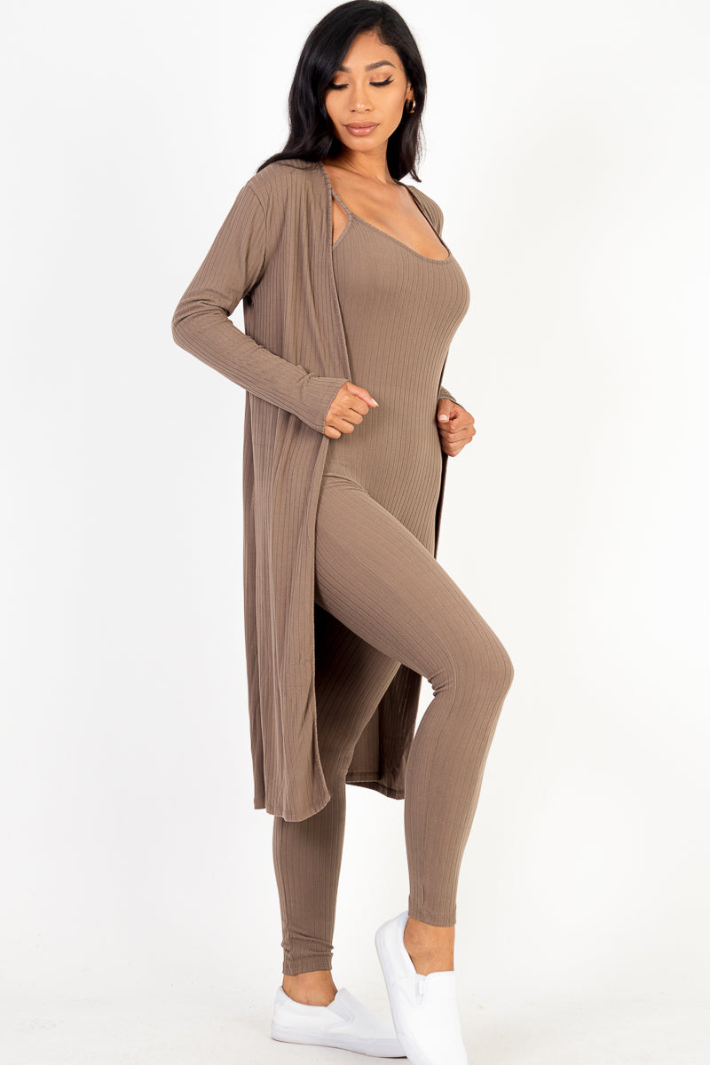 Ribbed Cardigan & Jumpsuit Set (CAPELLA) - Capella Apparel