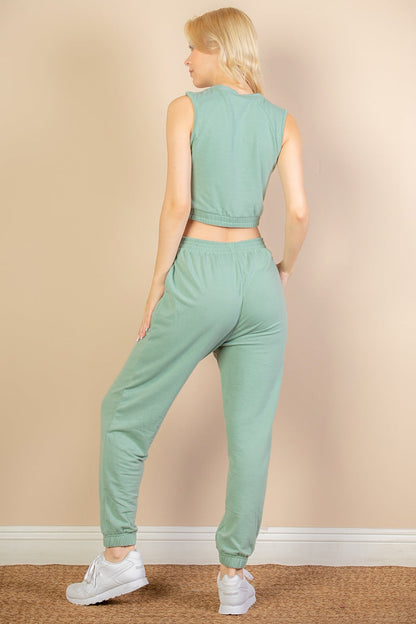 French Terry Elastic Waist Tank Top & Joggers Set (CAPELLA) - Capella Apparel