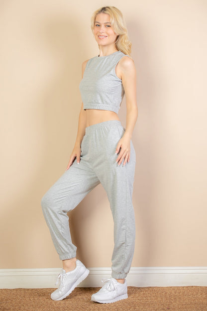 French Terry Elastic Waist Tank Top & Joggers Set (CAPELLA) - Capella Apparel