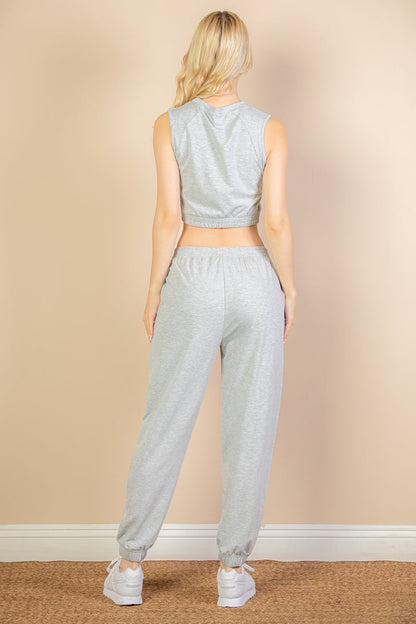 French Terry Elastic Waist Tank Top & Joggers Set (CAPELLA) - Capella Apparel