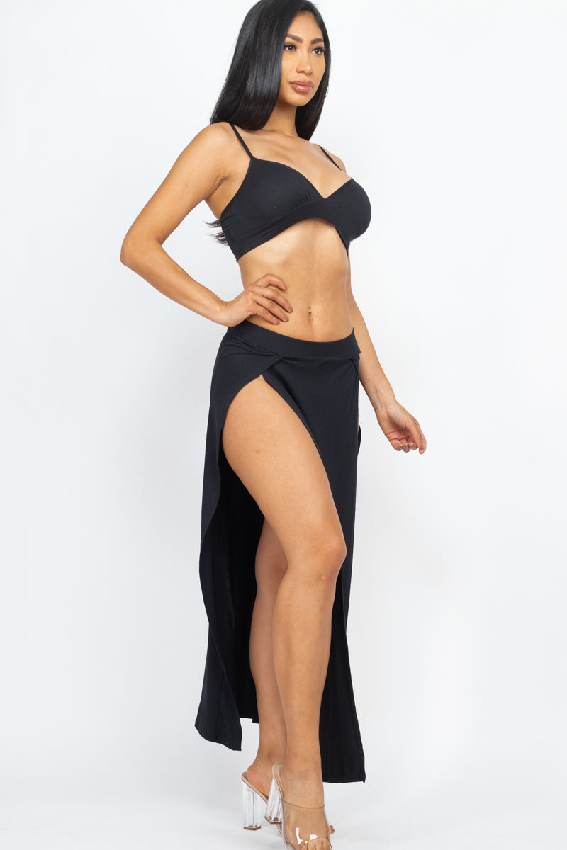 Bra top and side slit maxi skirt (CAPELLA) - Capella Apparel