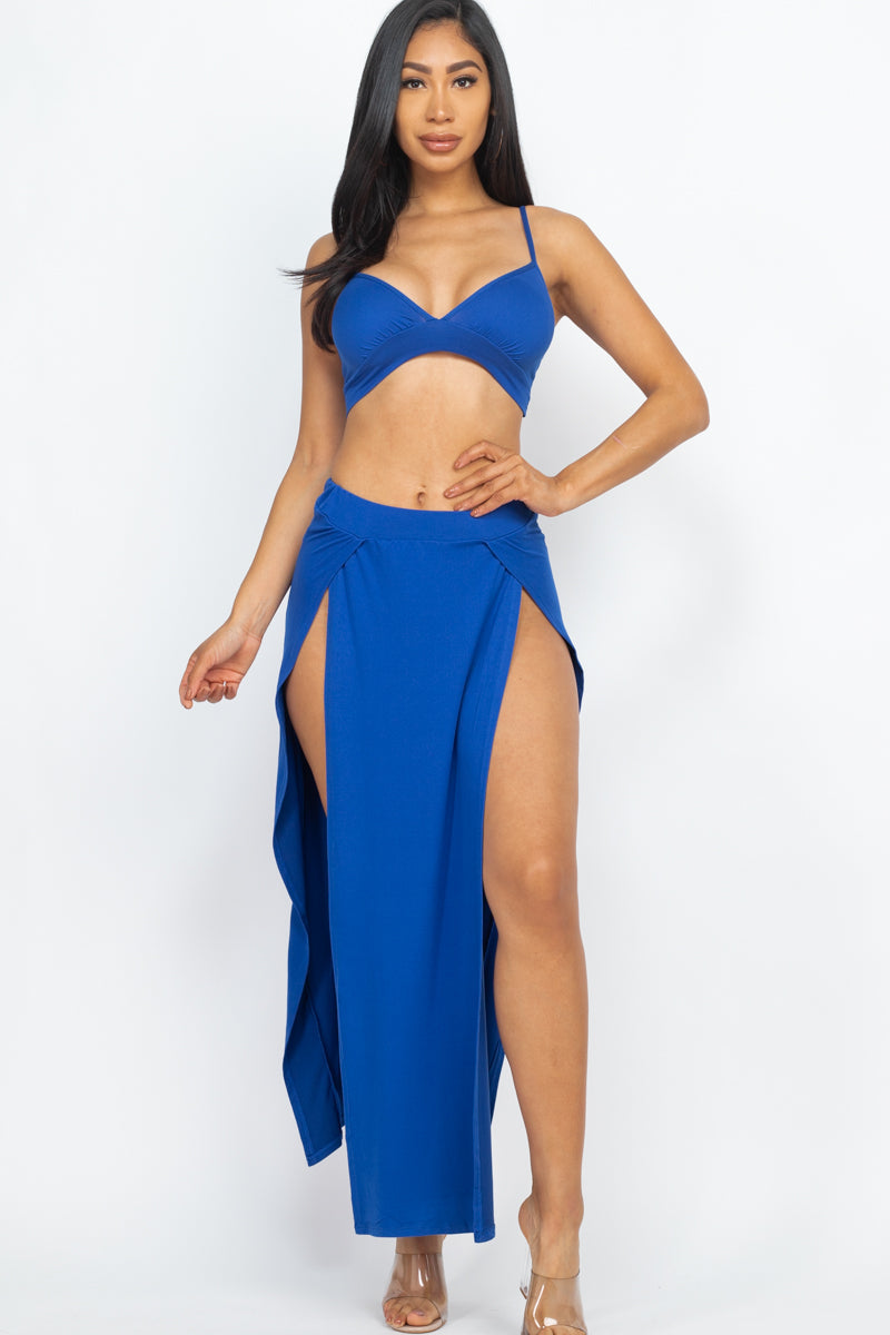 Bra top and side slit maxi skirt (CAPELLA) - Capella Apparel