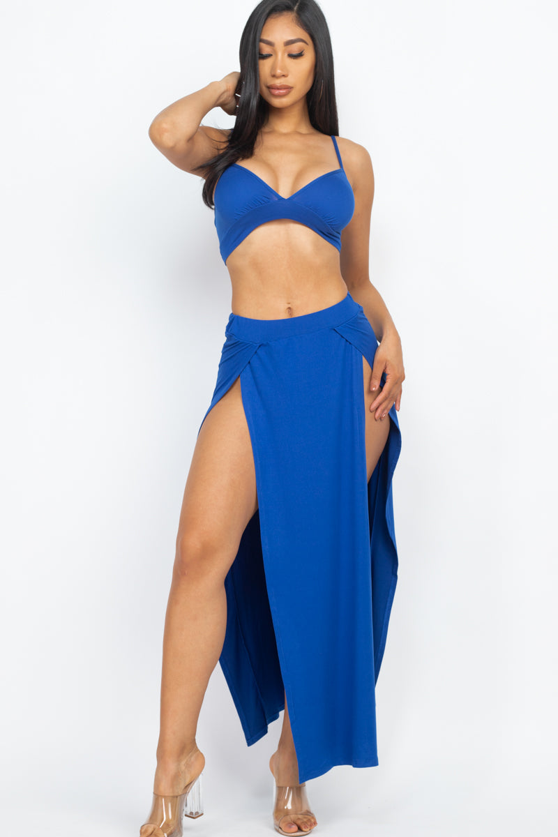 Bra top and side slit maxi skirt (CAPELLA) - Capella Apparel