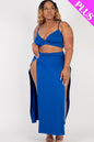 Plus Size Bra Top & Side Slit Maxi Skirt Set - Capella Apparel