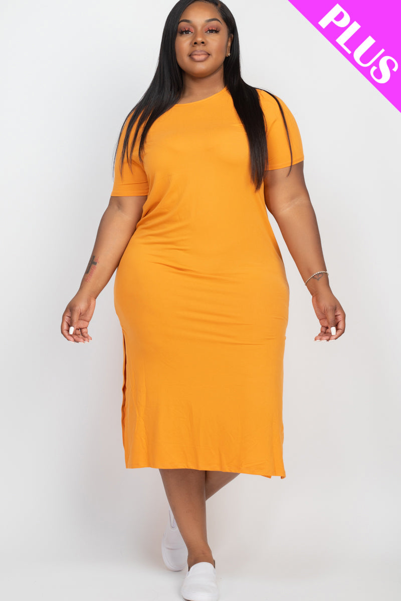 Plus Size Side Slit Comfy Dress - Wholesale Capella Apparel