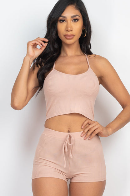 Ribbed Crop Cami Top & Shorts Set (CAPELLA) - Capella Apparel